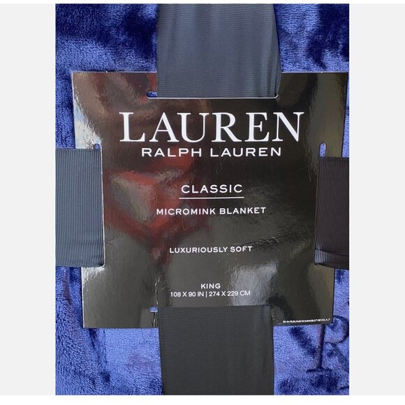 Ralph Lauren Classic Micromink Navy Blue Polyester KING Blanket 108"x90" - Picture 5 of 7